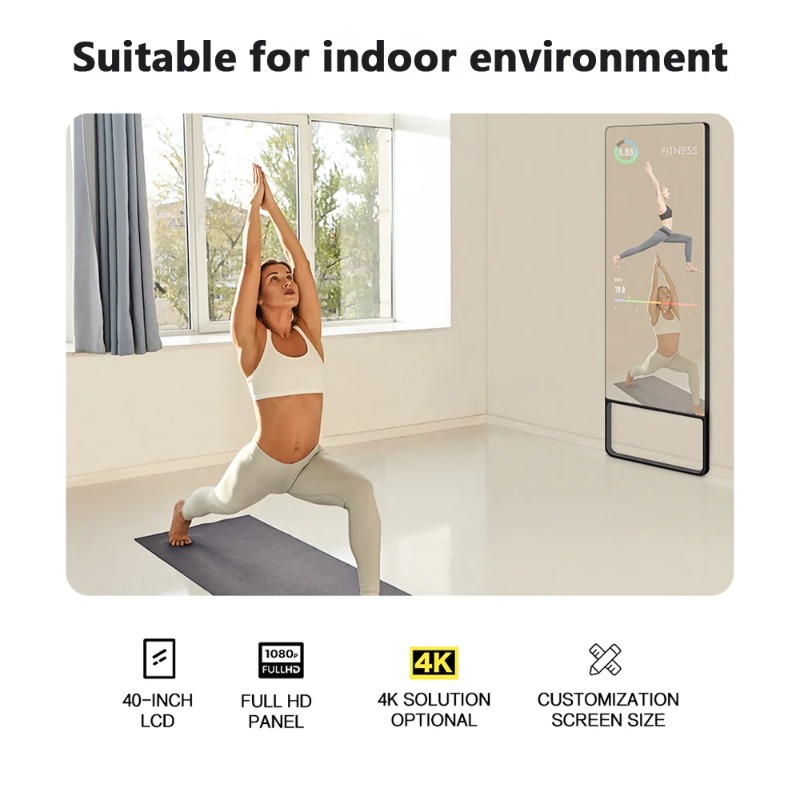 Smart Home Gym Mirror - Digitaler Virtueller Interaktiver Touchscreen Fitness-Spiegel Intelligenter