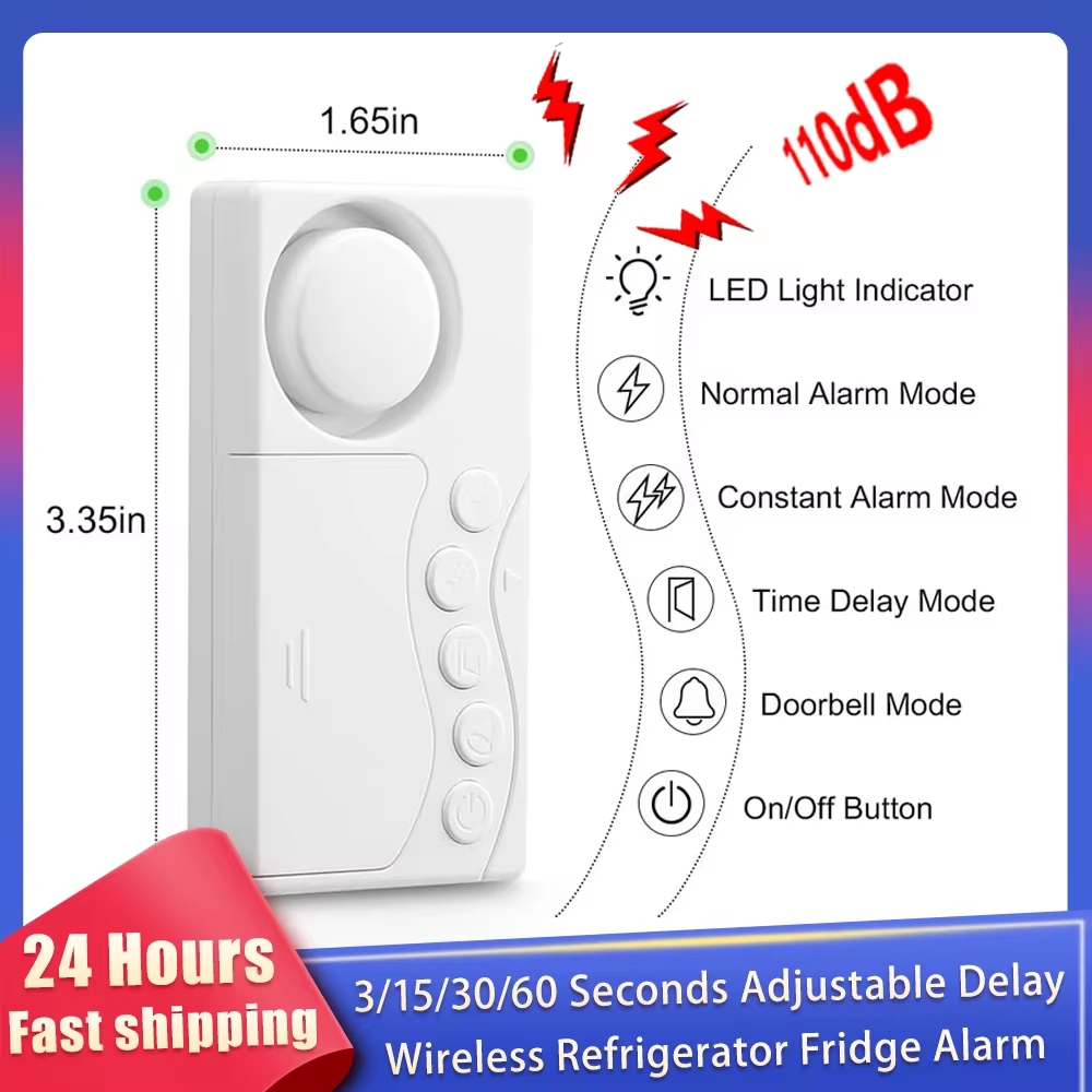 Wireless Door Sensor - Neuer Gefrierschrank-Türalarm mit Verzögerung, 3/15/30/60 Sekunden,