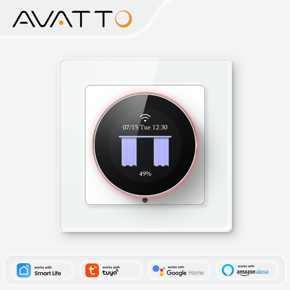 Smart Home Europe - AVATTO WLAN-Smart-Drehknopf-Vorhangschalter, mit Ambient-Light-Ring, präzise Prozentsteuerung,
