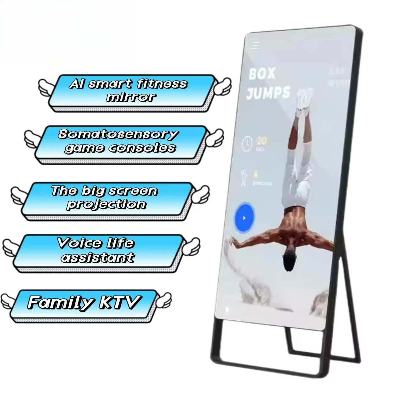 Smart Home Gym Mirror - Persönlicher Trainer-Spiegel, bodenstehend, LCD, KI, künstlich,