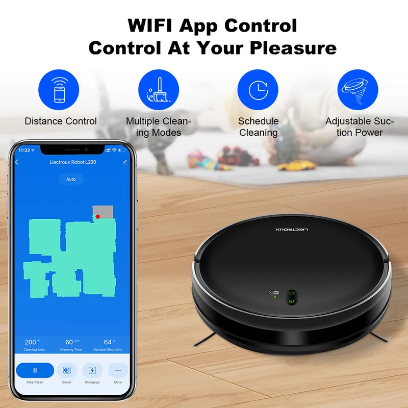 Smart Home Devices - Für LIECTROUX L200 Roboter-Staubsauger Intelligente APP-Steuerung