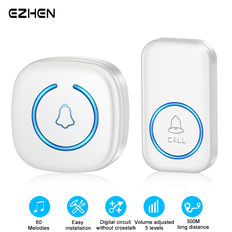 Smart Home Europe - EZHEN Intelligente drahtlose Türklingel, Willkommens-Türklingel, 60-Song-Klingeltöne,