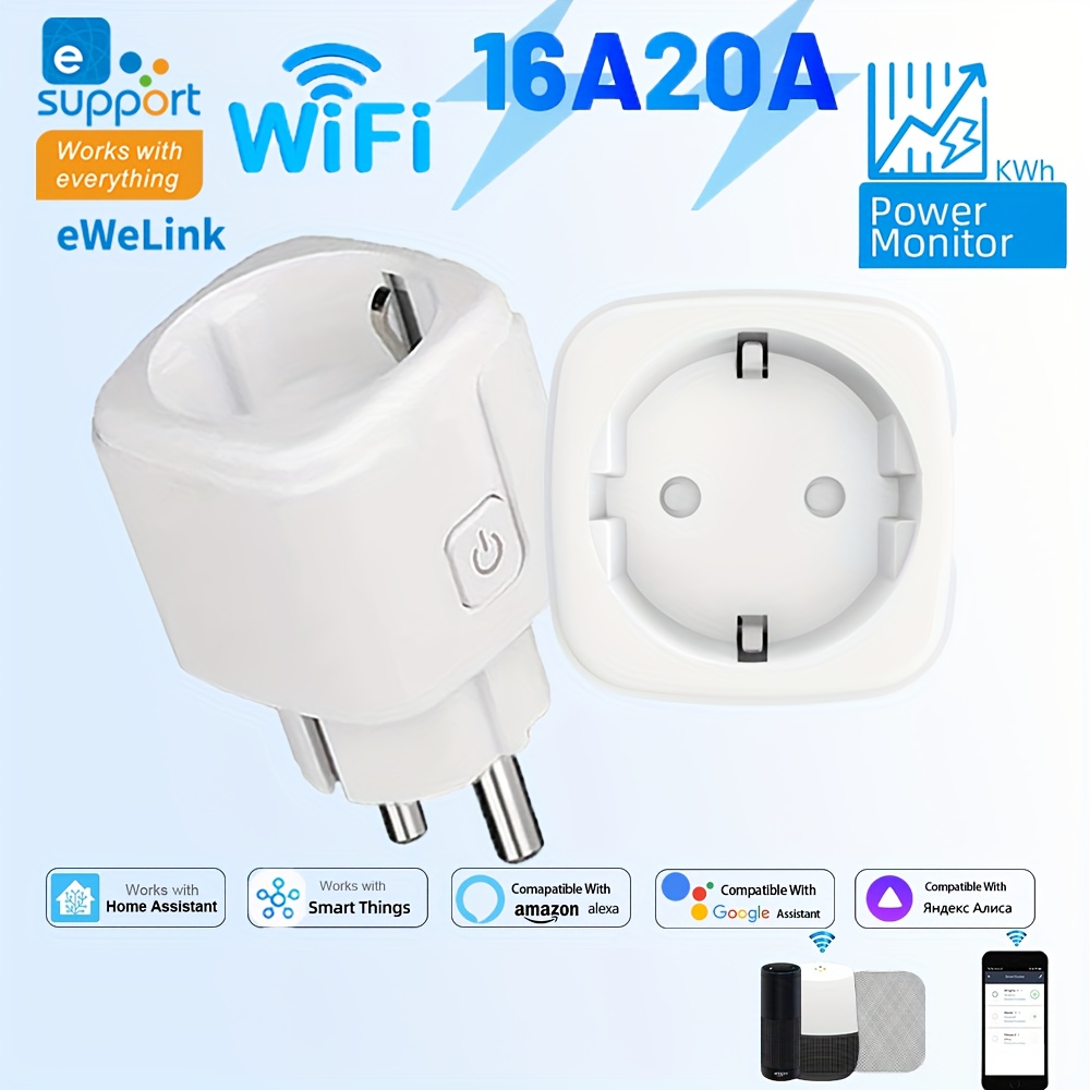 Smart Home Europe - EWeLink Smart WiFi Socket EU-Fernbedienung/Timer-Schalter/Batteriezählung, kompatibel