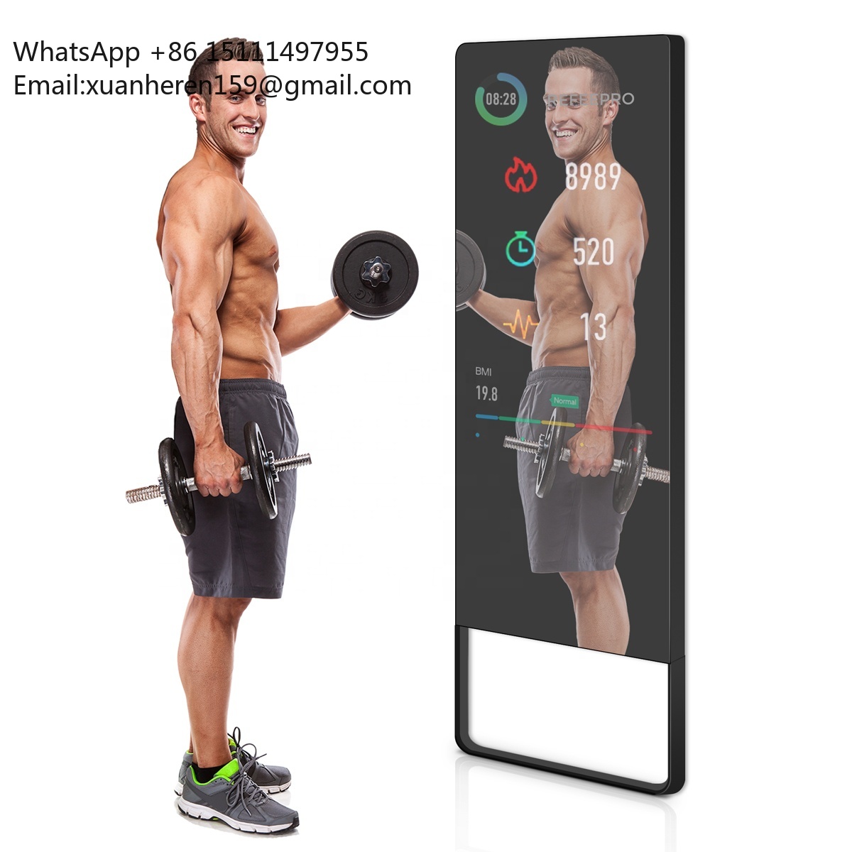 Smart Home Gym Mirror - Touchscreen Personal Trainer Spiegel Freistehender LCD-Bildschirm