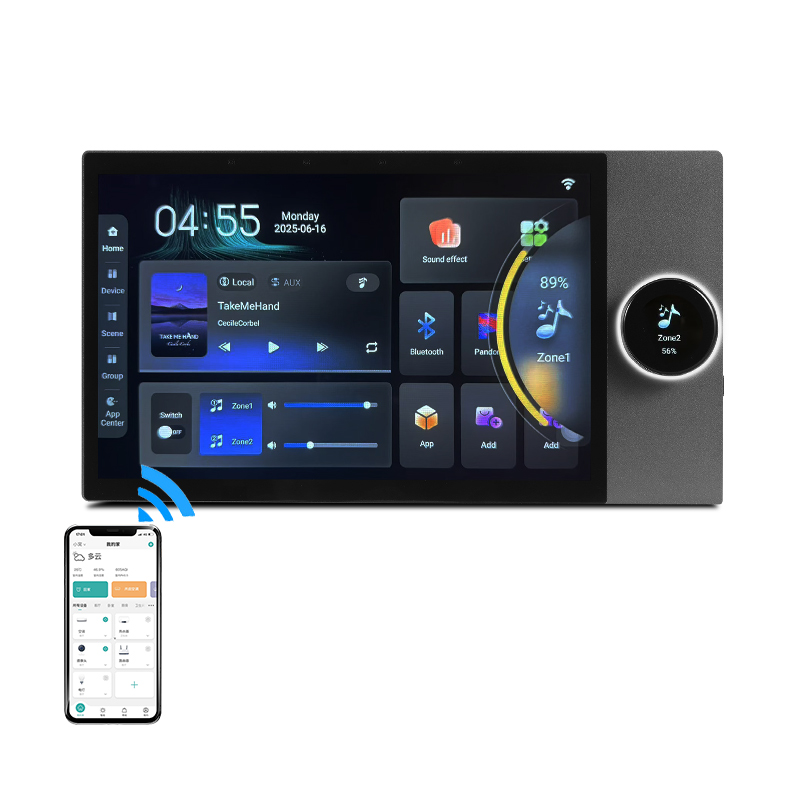 Smart Home Touchscreen Control Panel - Smart-Home-Hintergrundmusik-System mit 7-Zoll 8*30W Wandverstärker und