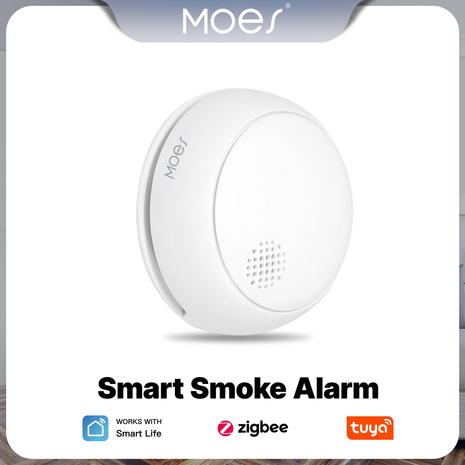 Smart Smoke Detector - MOES ZigBee Smart Rauchmelder, kabelloser Feuermelder,